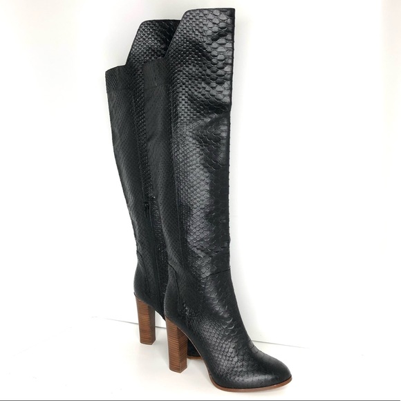 NEW VINCE Dempsey Python Print Leather Over-The-Knee Boots Women’s 9.5 Shoes - Picture 7 of 11